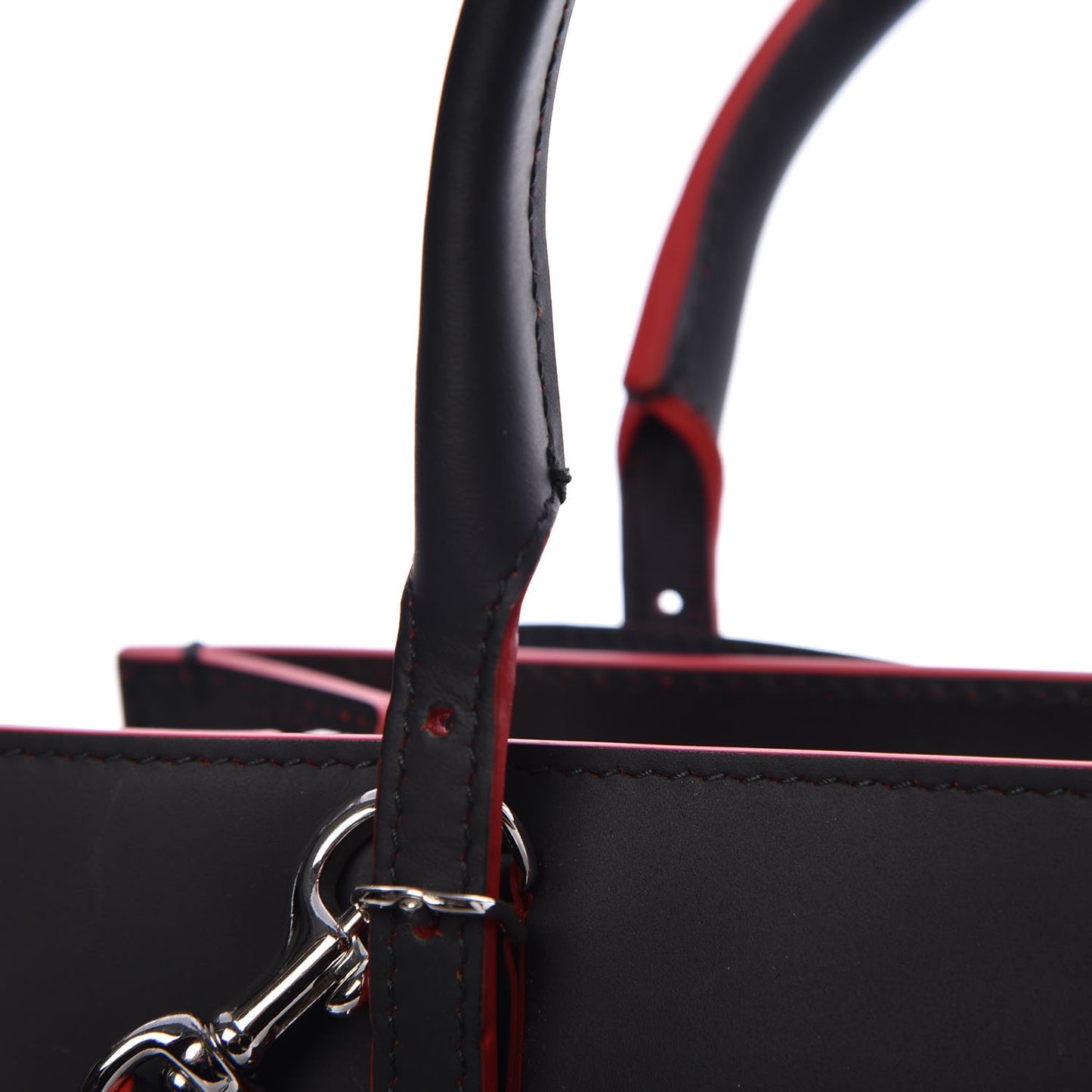 Rubberized Calfskin Papier Mini A4 Zip Around Tote Black Red