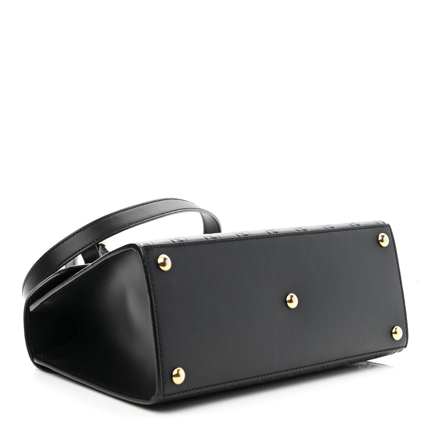 Gucci Guccissima Signature Small Padlock Top Handle Bag Black 4 of 10