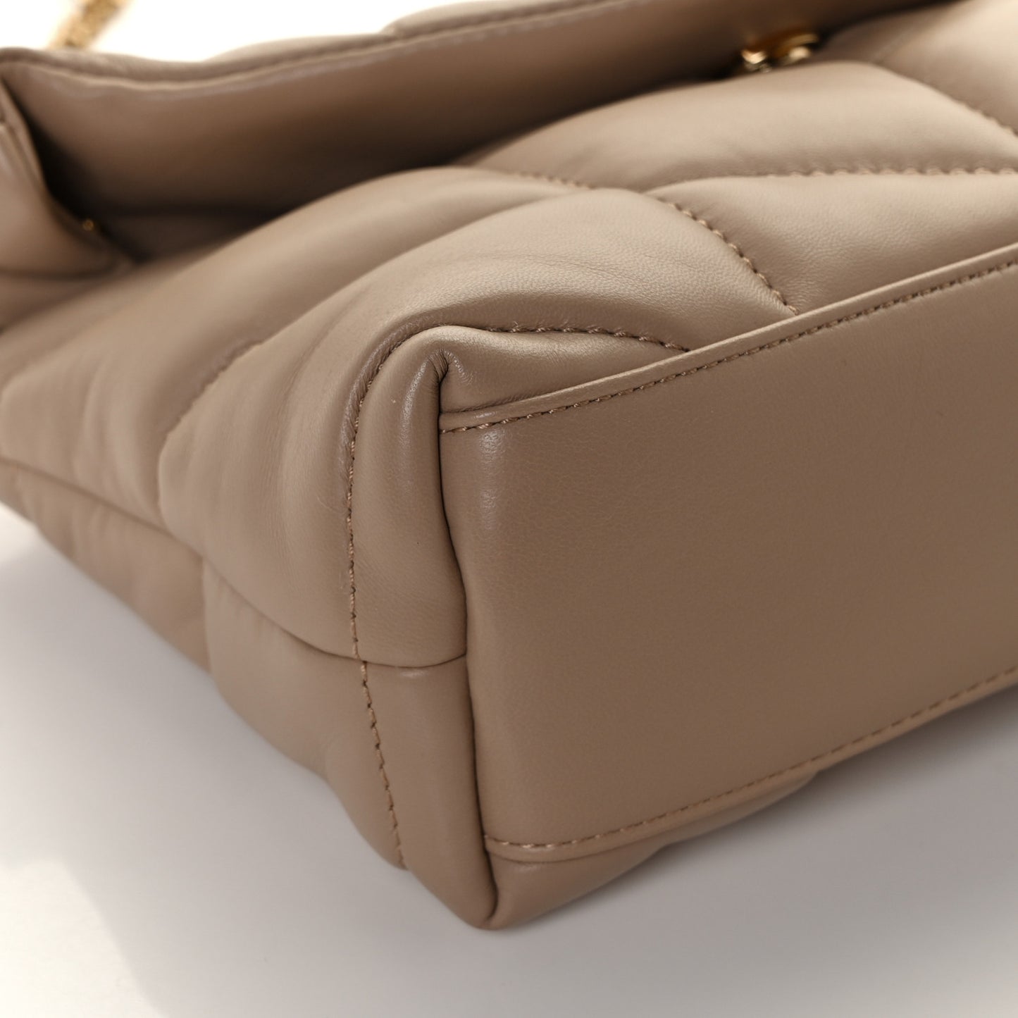 Lambskin Quilted Toy Loulou Puffer Monogram Chain Satchel Dark Beige