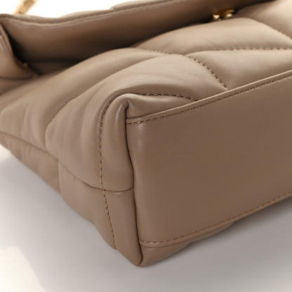 Saint Laurent Lambskin Quilted Toy Loulou Puffer Monogram Chain Satchel Dark Beige 9 of 11