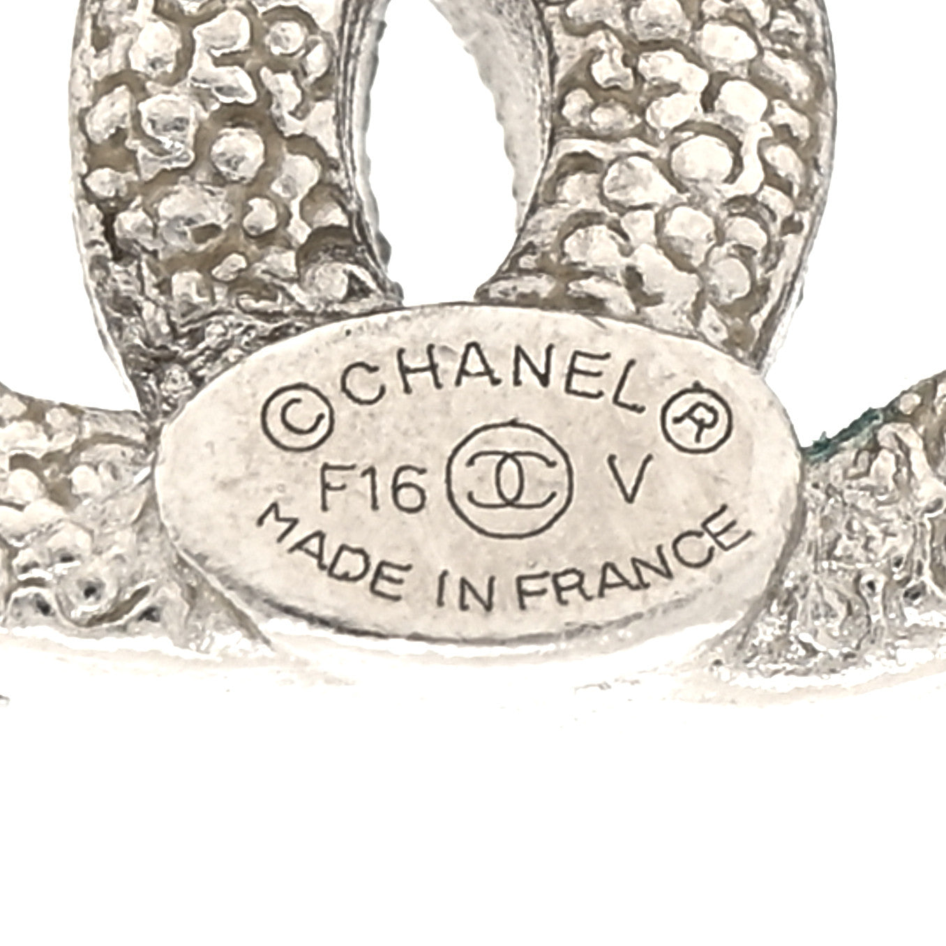 Chanel Crystal Timeless CC Earrings Silver 4 of 4