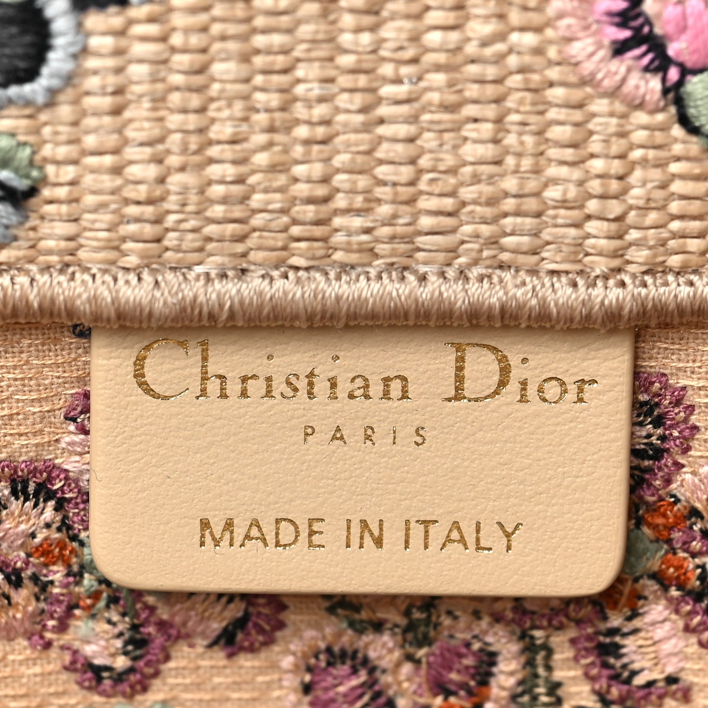 Raffia Embroidered Petites Fleurs Medium Book Tote Natural
