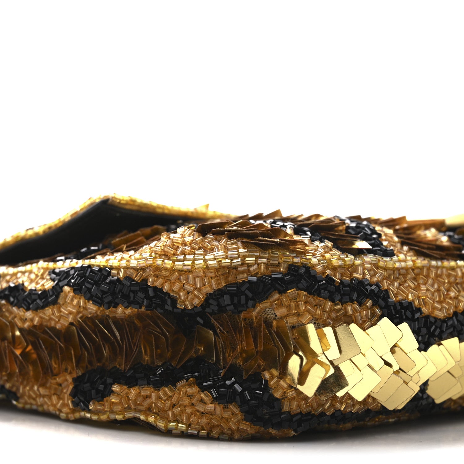 Fendi Sequin Beaded Baguette Gold Brown 8 of 10