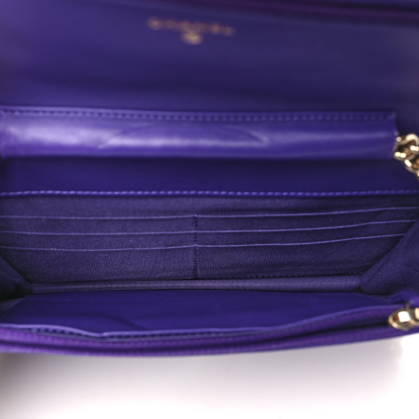 Lambskin Quilted Boy Wallet On Chain WOC Purple