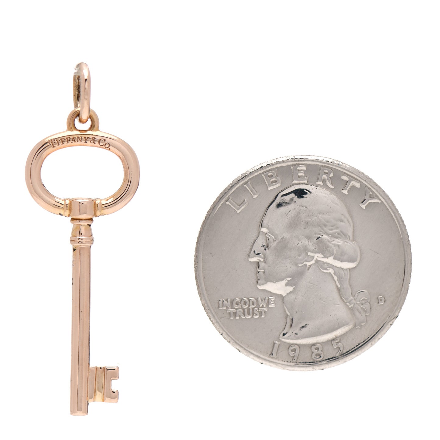 18K Rose Gold Small Oval Key Pendant