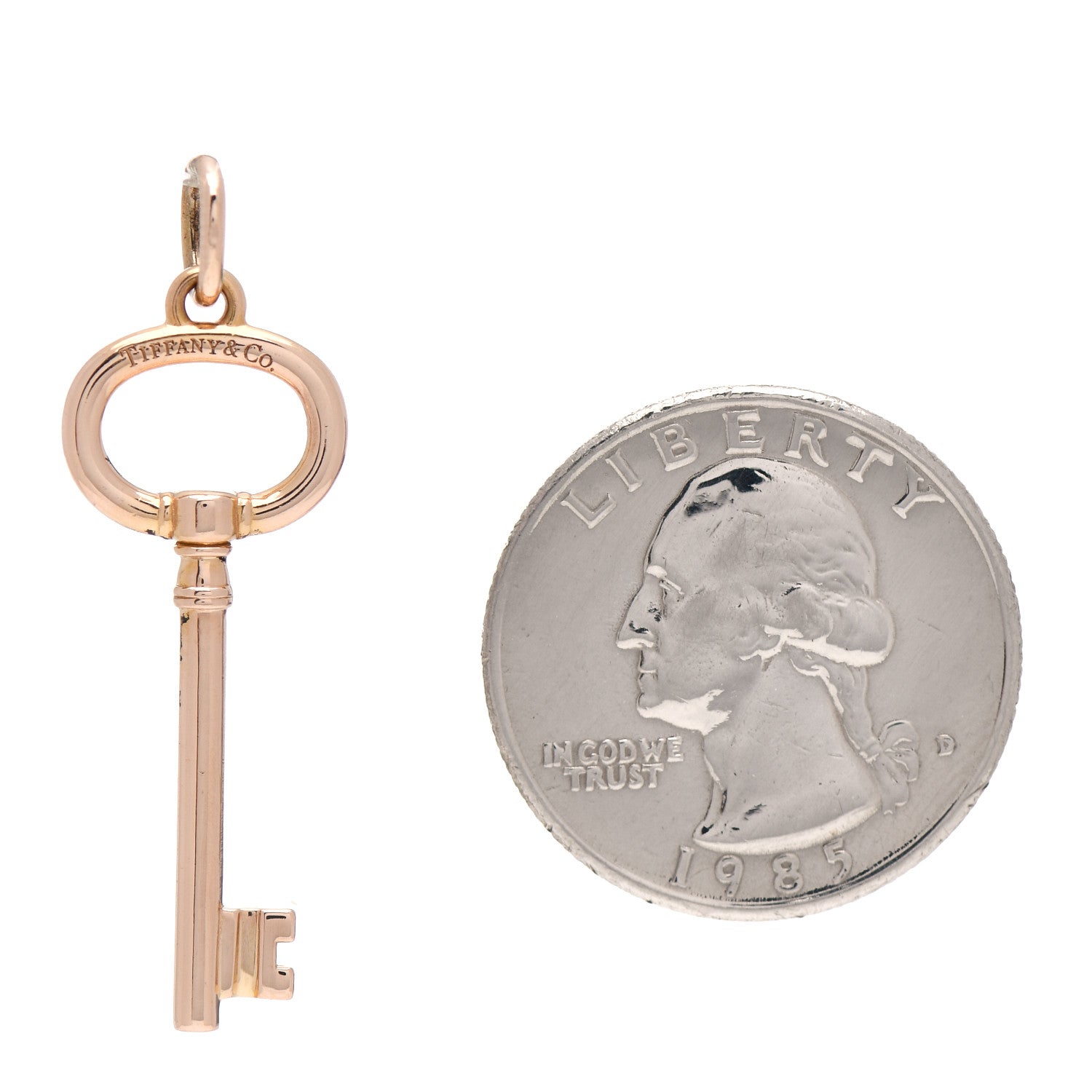 Tiffany 18K Rose Gold Small Oval Key Pendant 2 of 4