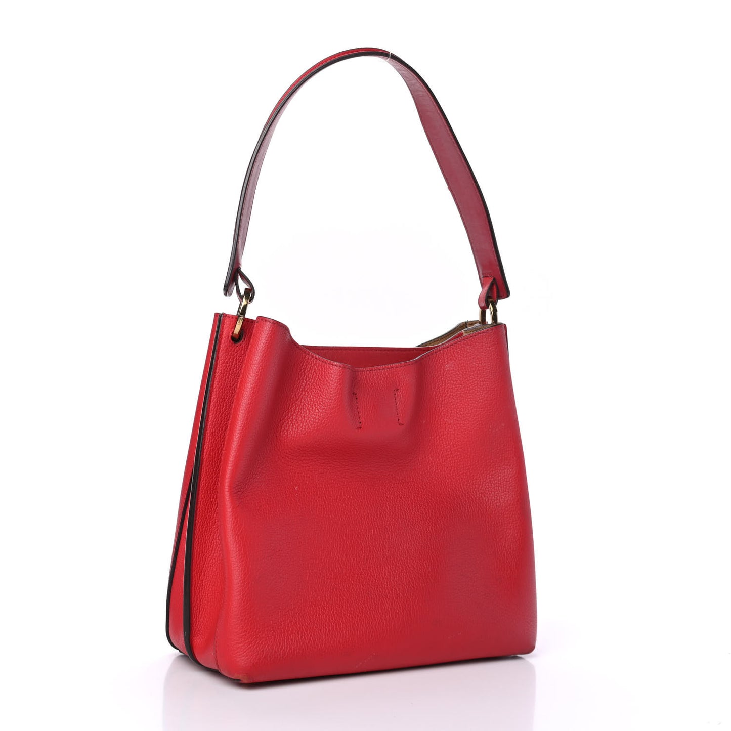 Grained Calfskin Medium Milla Hobo Ruby Red