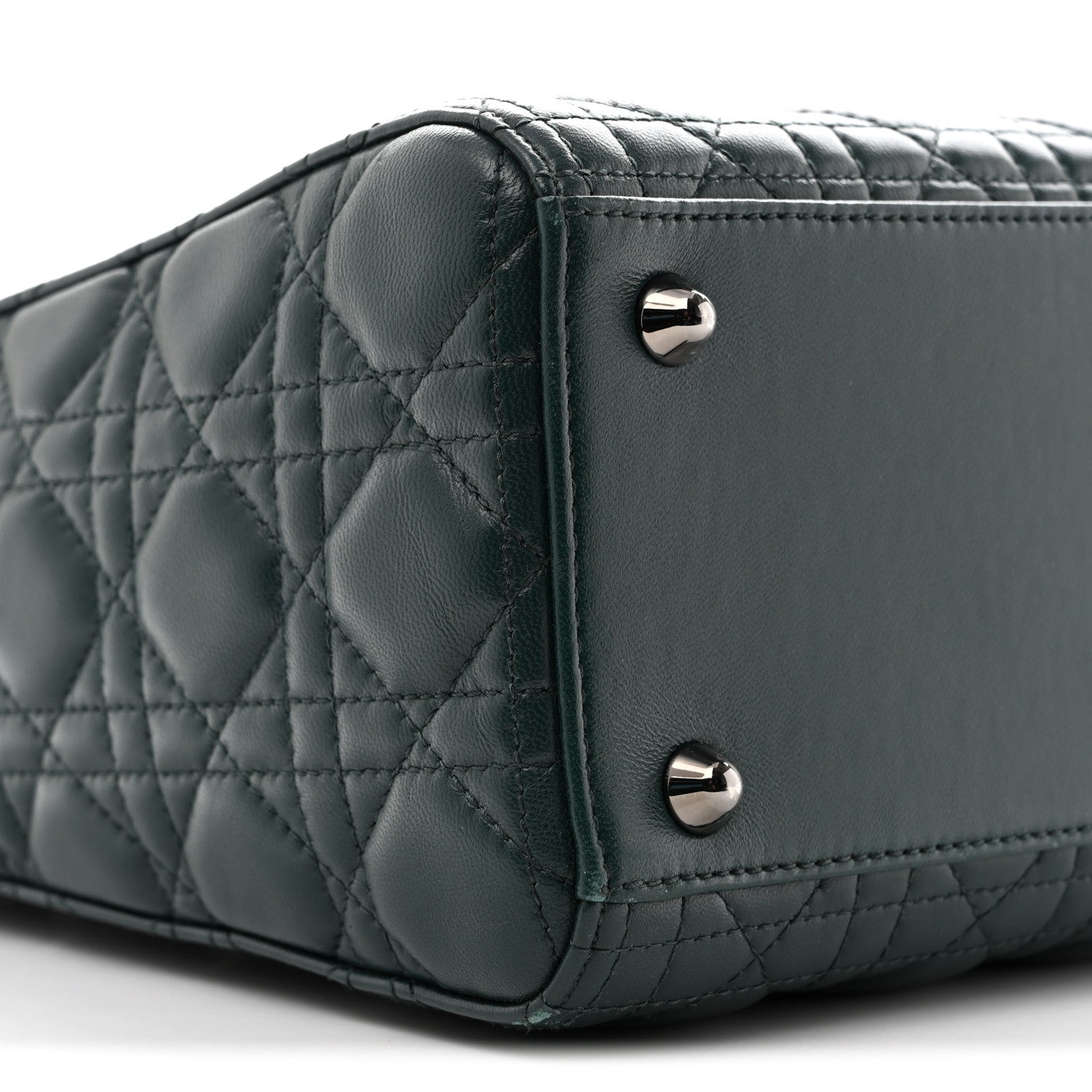 Christian Dior Lambskin Cannage Large Lady Dior Dark Green 9 of 13