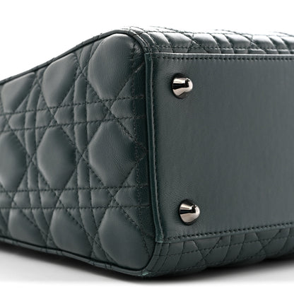 Christian Dior Lambskin Cannage Large Lady Dior Dark Green 9 of 13