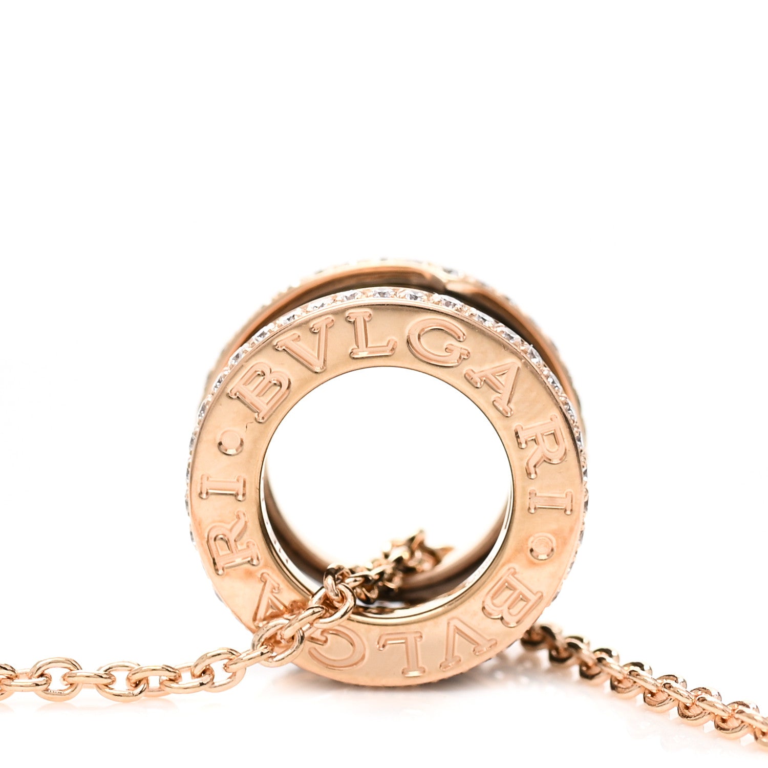 Bulgari 18K Rose Gold Black Ceramic Diamond B.Zero1 Pendant Necklace 4 of 4
