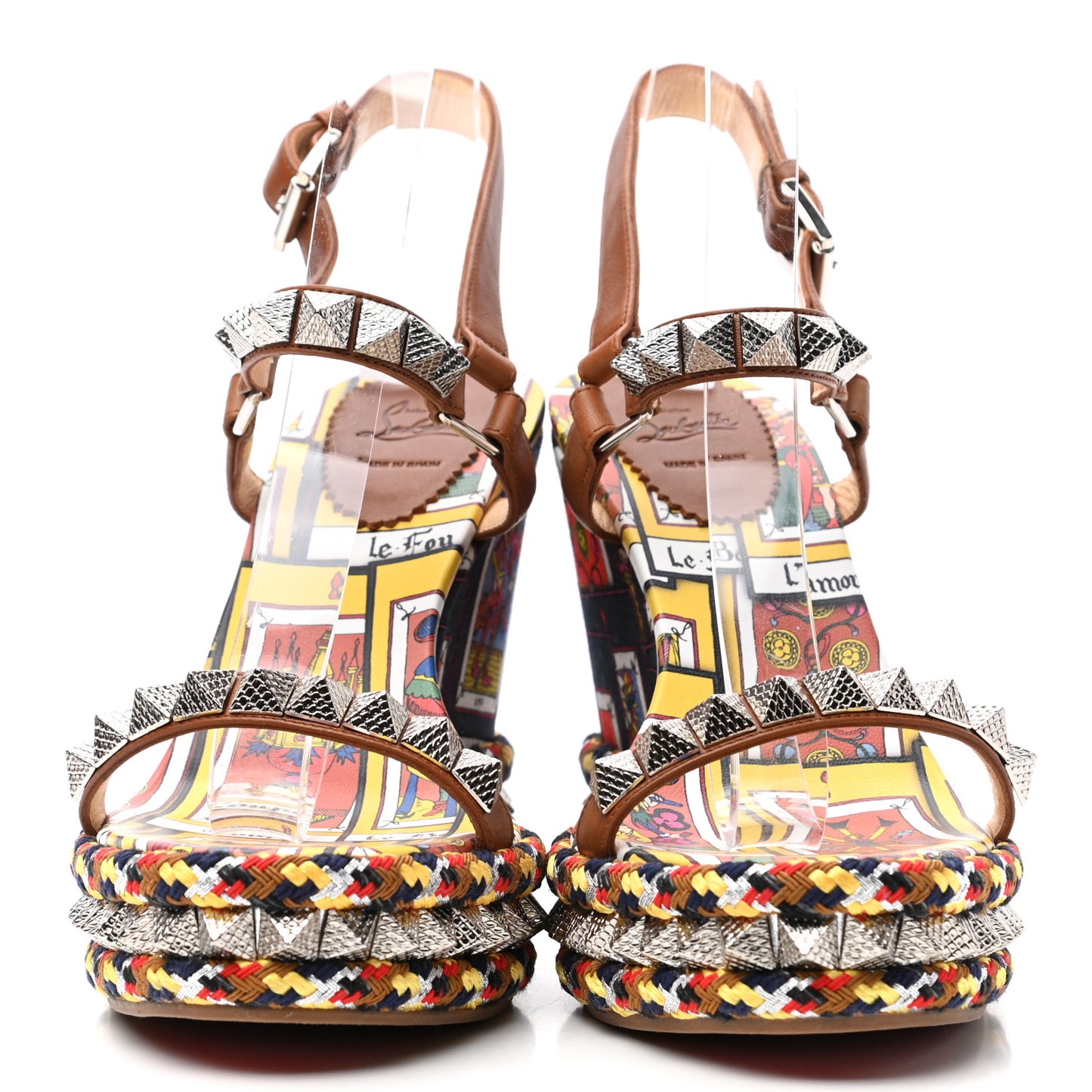 Linen Canvas Tarot Pyraclou 110 Wedge Sandals 40 Version Multi