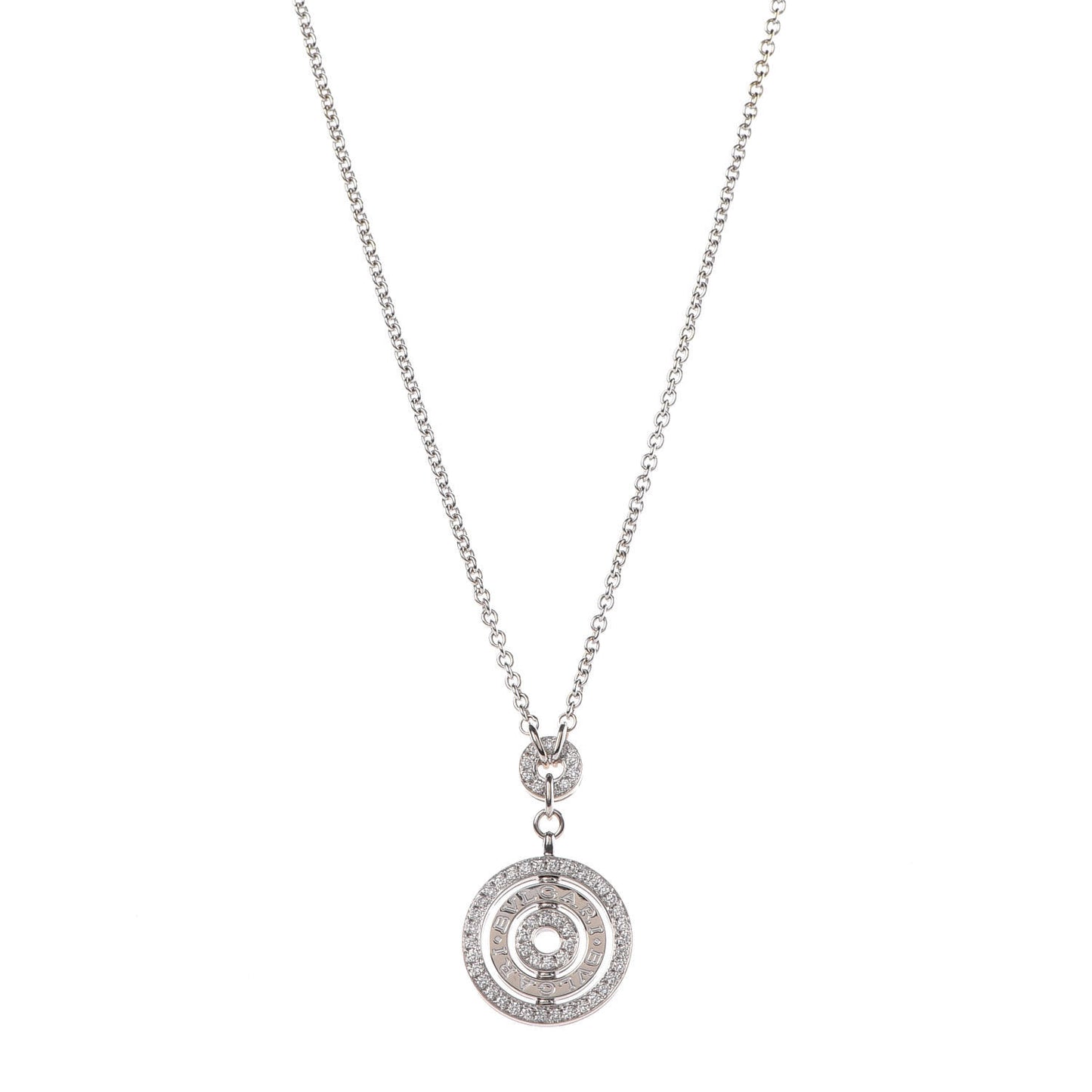18K White Gold Diamond Astrale Cerchi Pendant Necklace