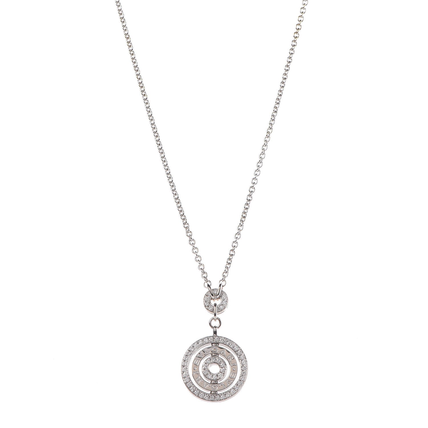 Bulgari 18K White Gold Diamond Astrale Cerchi Pendant Necklace 1 of 6