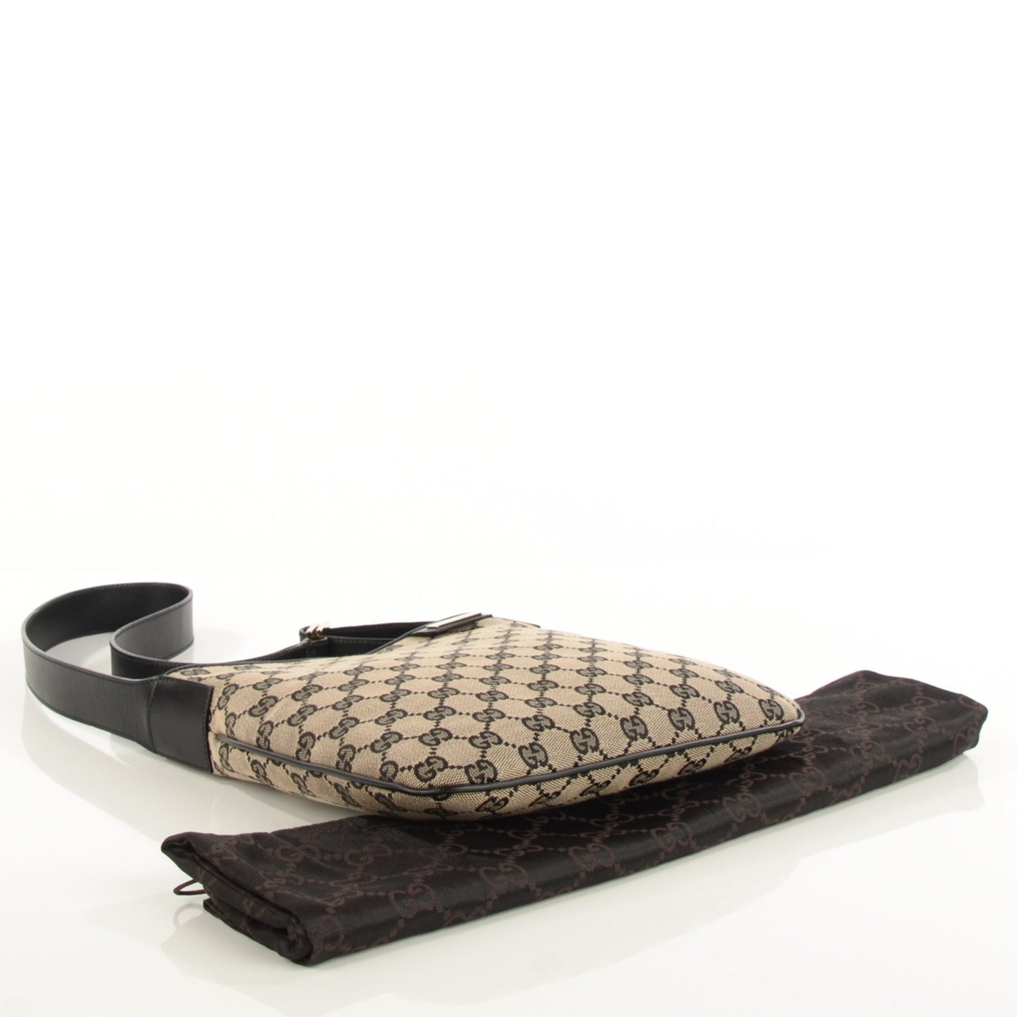Monogram Small Flat Messenger Bag Brown