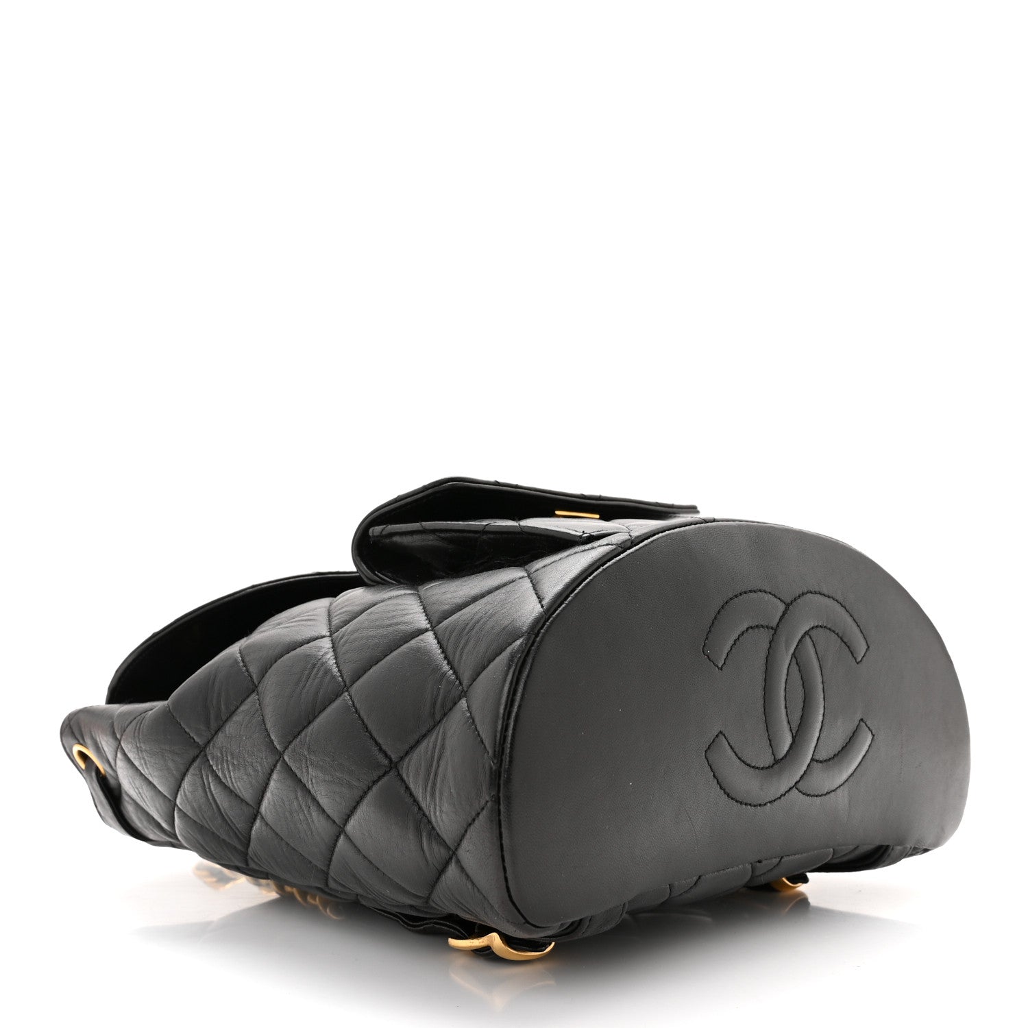 Chanel Lambskin Quilted Drawstring Backpack Black 3 of 9