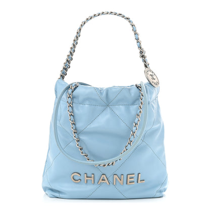Chanel Shiny Calfskin Quilted Mini Chanel 22 Light Blue 1 of 10
