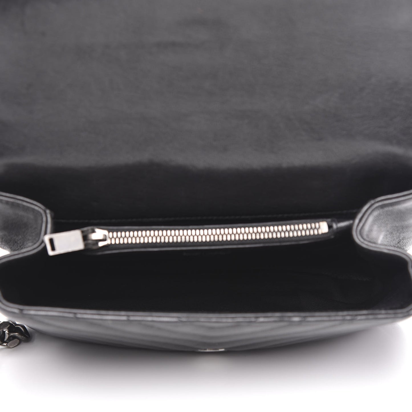 Sheepskin Matelasse Chevron Monogram Medium College Bag Black