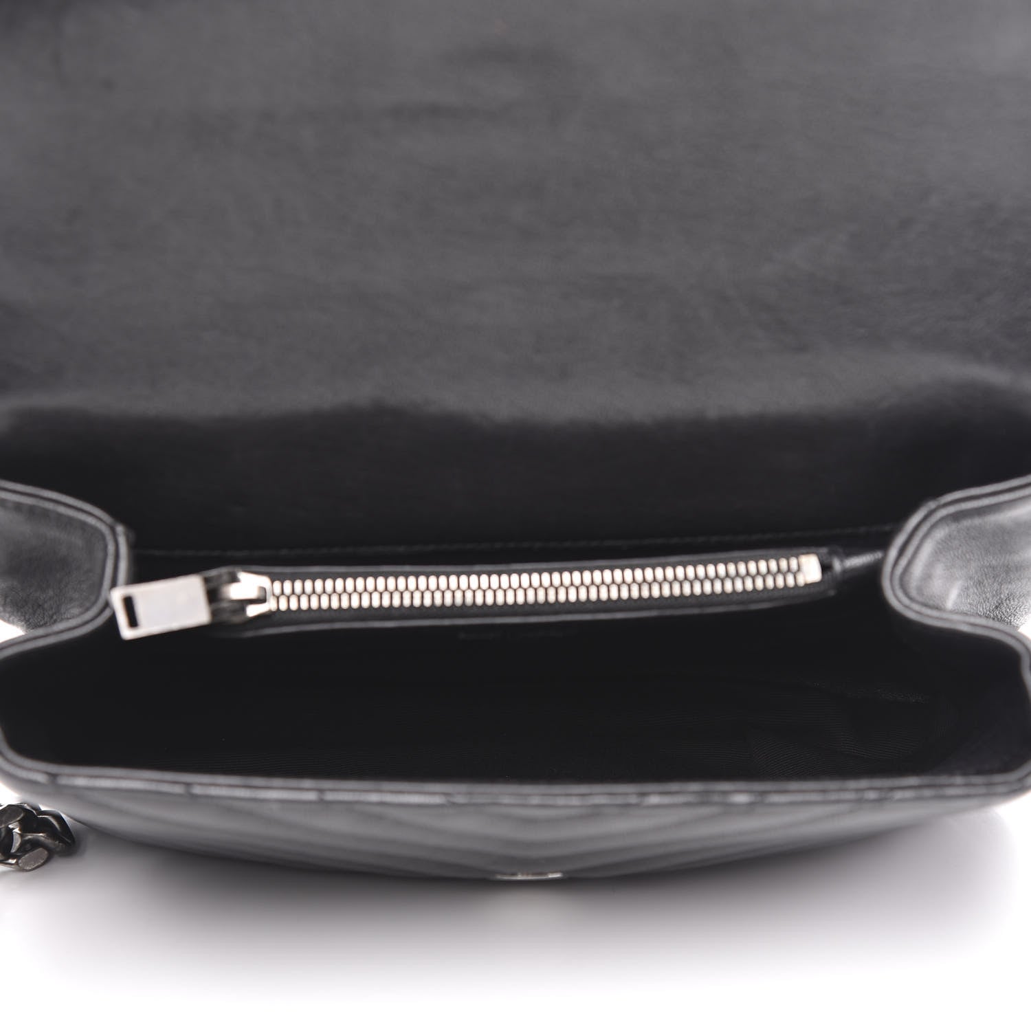 Saint Laurent Sheepskin Matelasse Chevron Monogram Medium College Bag Black 5 of 12