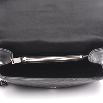 Saint Laurent Sheepskin Matelasse Chevron Monogram Medium College Bag Black 5 of 12