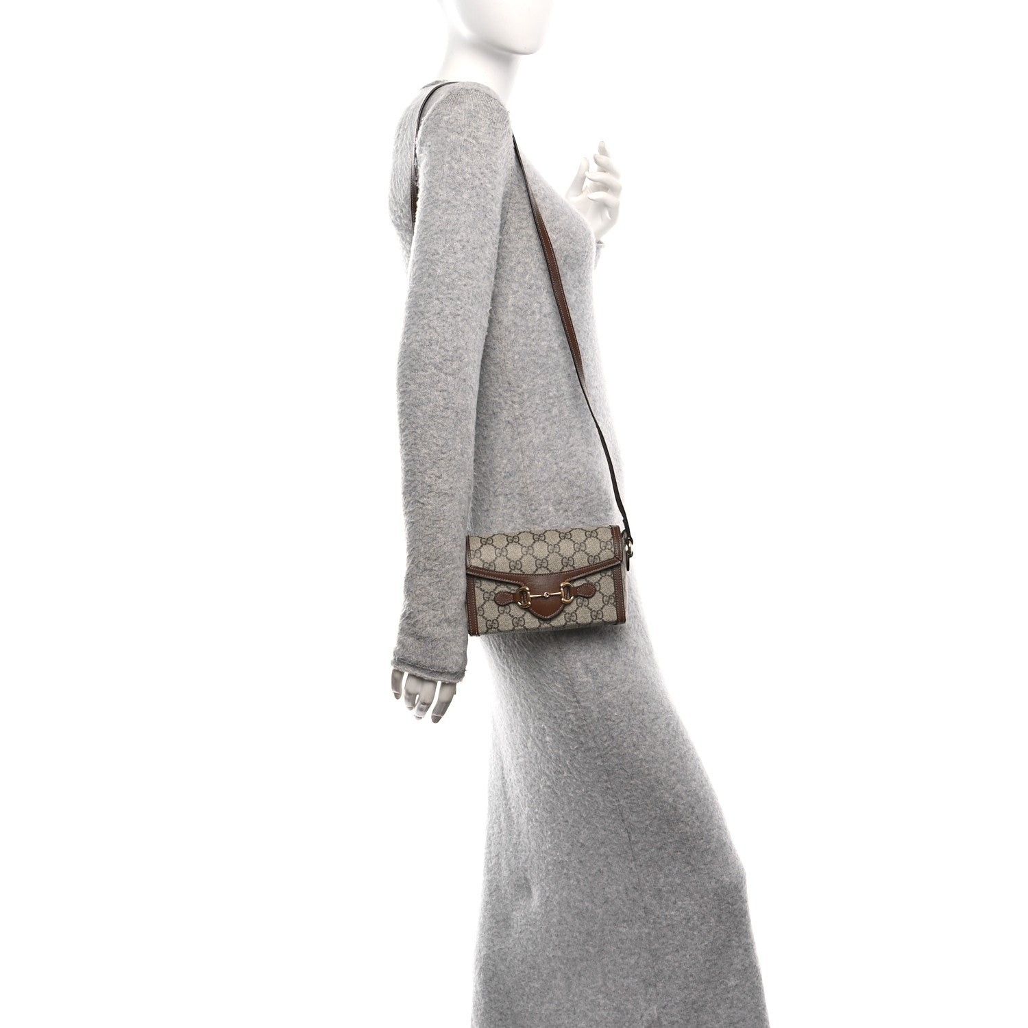 Gucci GG Supreme Monogram Mini Horsebit 1955 Shoulder Bag Beige Brown Sugar 2 of 11