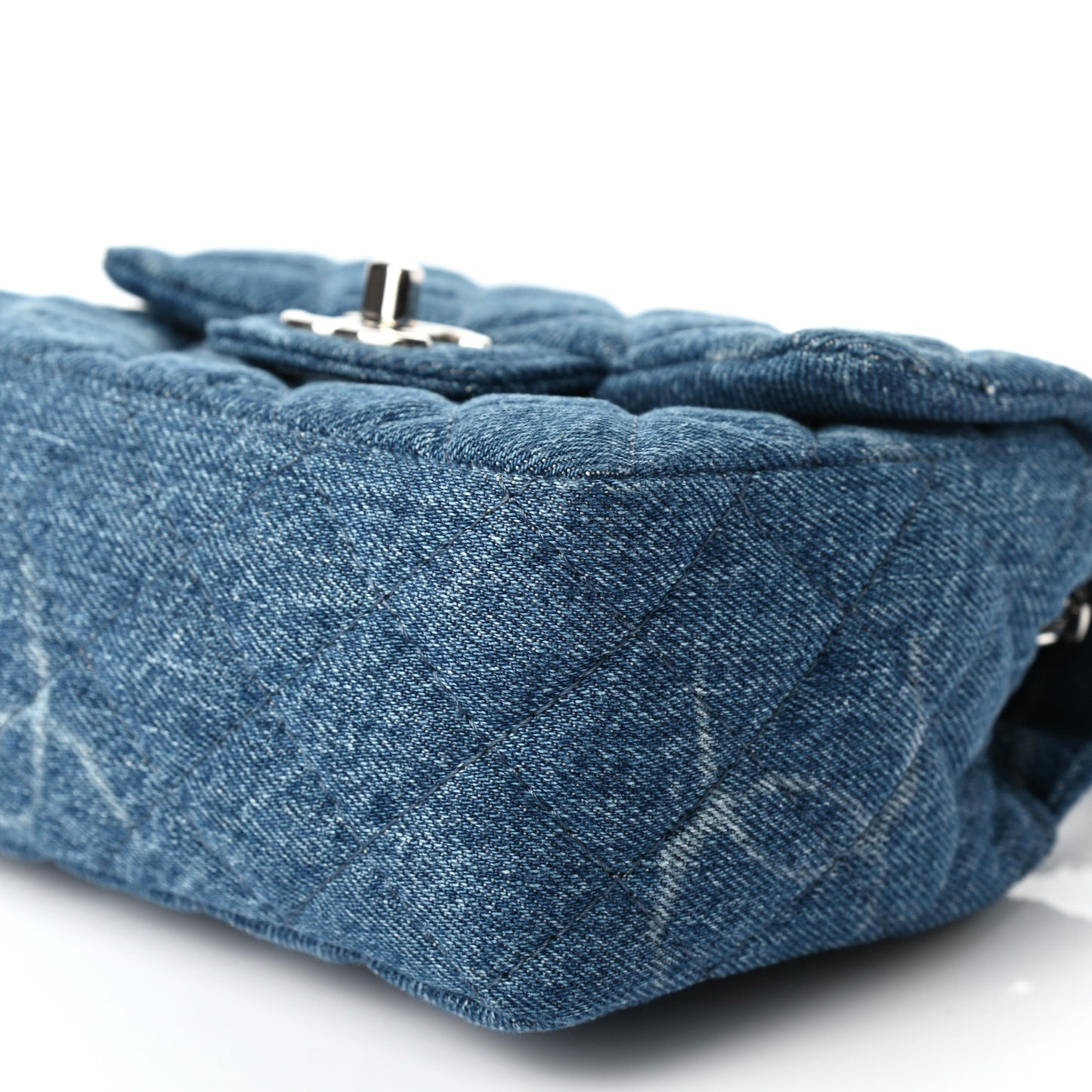 Denim CC Quilted Mini Square Flap Blue