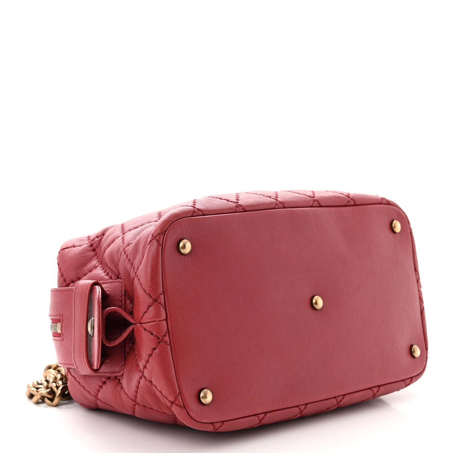 Chanel Calfskin Stitched Bowling Bag Red 4 of 10