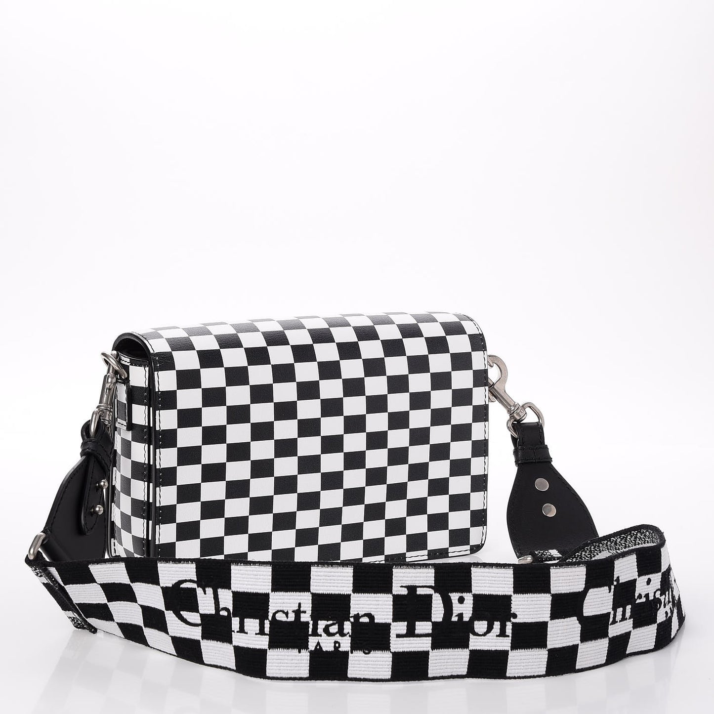 Smooth Calfskin Checkered Dio(r)evolution Flap Bag Black White