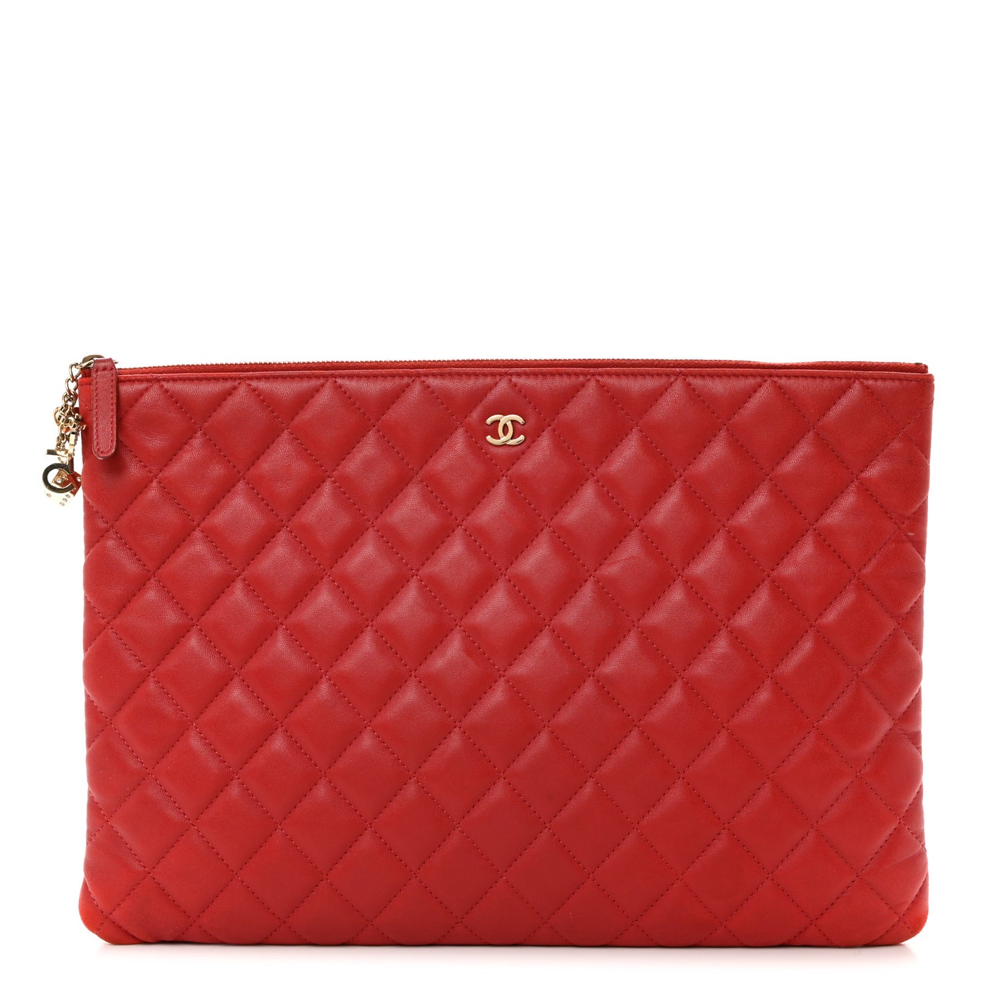 Lambskin Quilted Large Casino Beauty CC Cosmetic Case Red