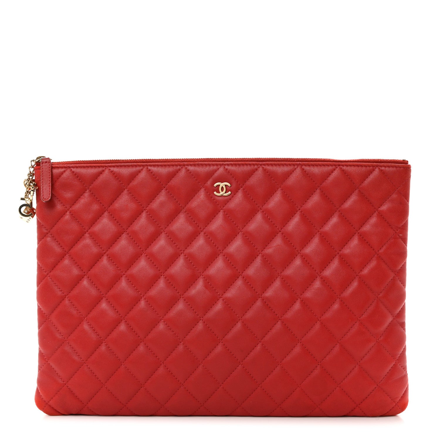 Chanel Lambskin Quilted Large Casino Beauty CC Cosmetic Case Red 1 of 7