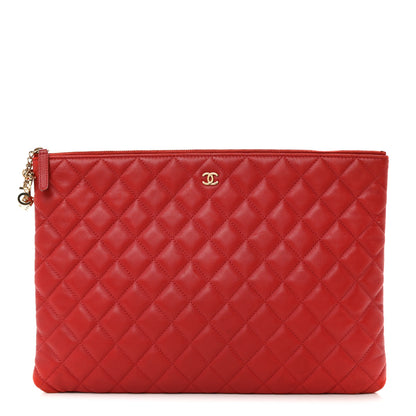 Chanel Lambskin Quilted Large Casino Beauty CC Cosmetic Case Red 1 of 7