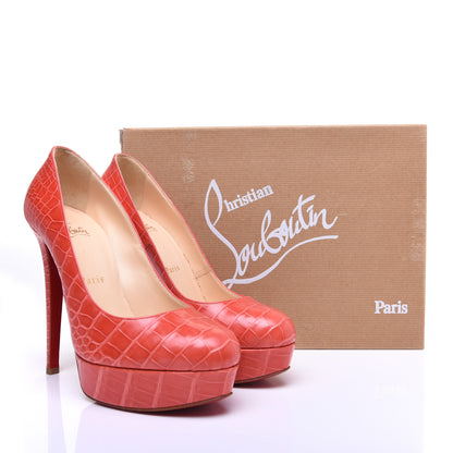 Christian Louboutin Crocodile Lucido Bianca 140 Pumps 37 Corail 11 of 11