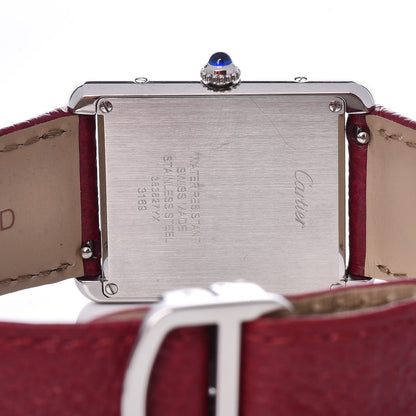 Cartier Stainless Steel Calfskin 27mm Tank Solo Quartz Watch Burgundy 5 of 8