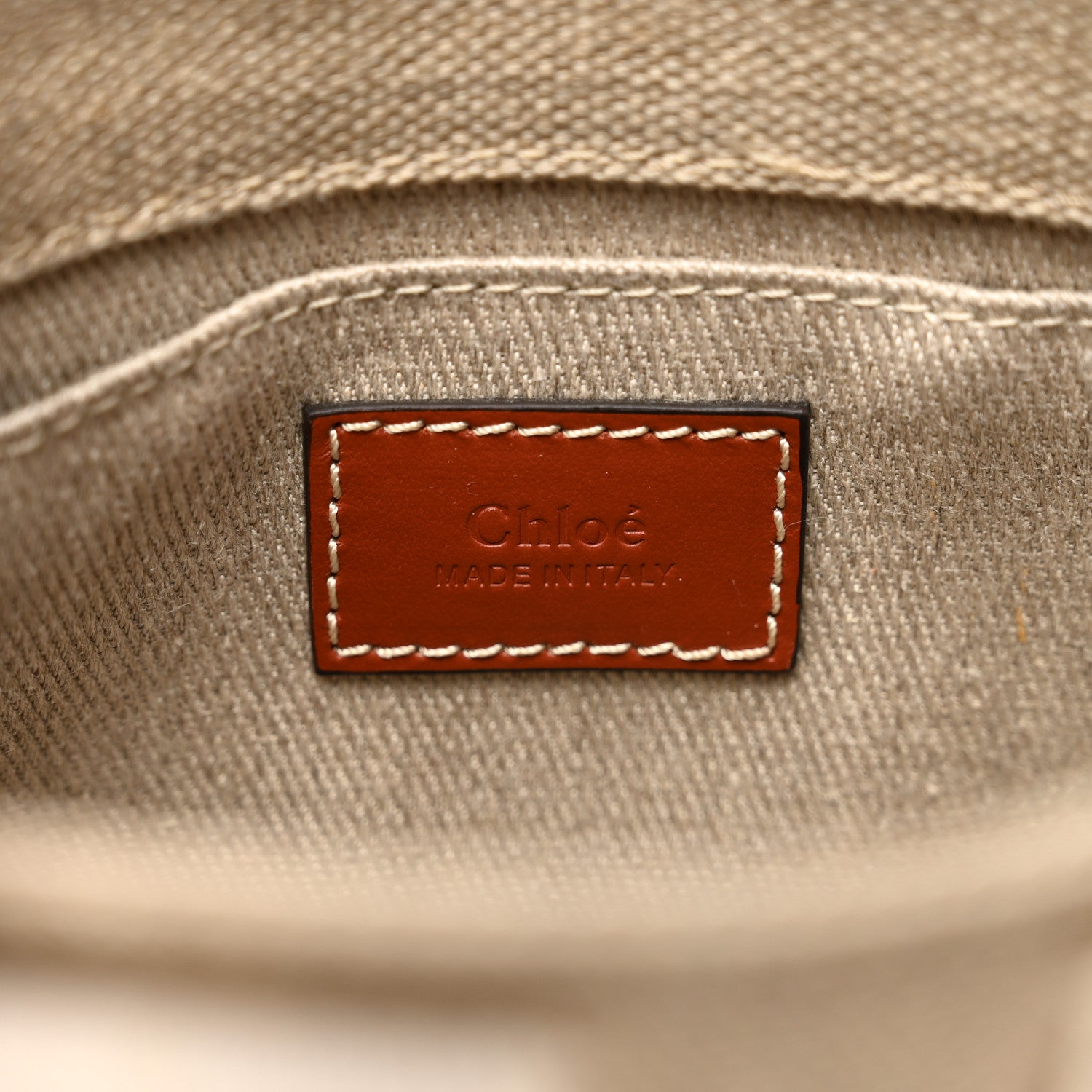 Chloe Cotton Calfskin Mini Woody Ribbon Tote White Brown 6 of 9