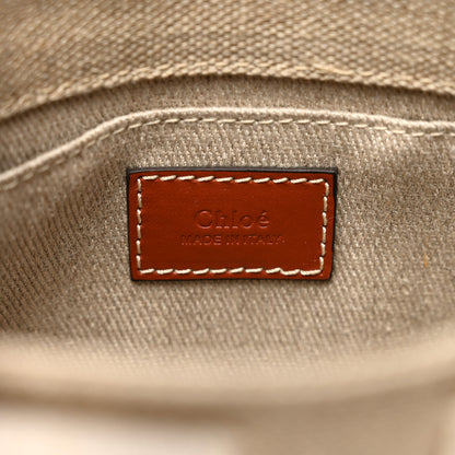 Chloe Cotton Calfskin Mini Woody Ribbon Tote White Brown 6 of 9