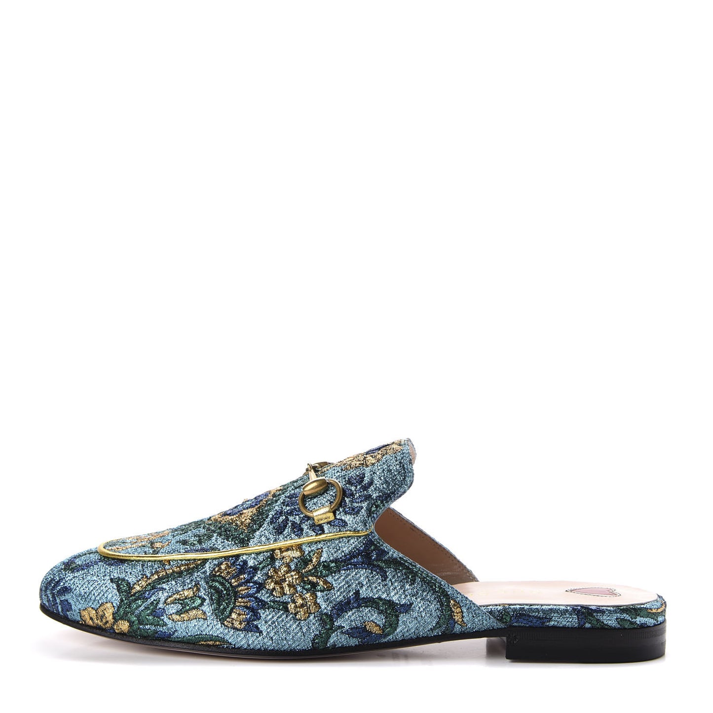 Iridescent Brocade Womens Princetown Slippers 38.5 Azure Multicolor Oro