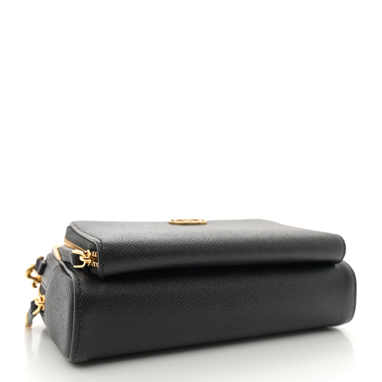 Grained Calfskin Caro Double Pouch Black