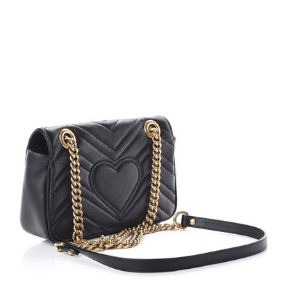 Gucci Calfskin Matelasse Mini GG Marmont Shoulder Bag Black 3 of 11