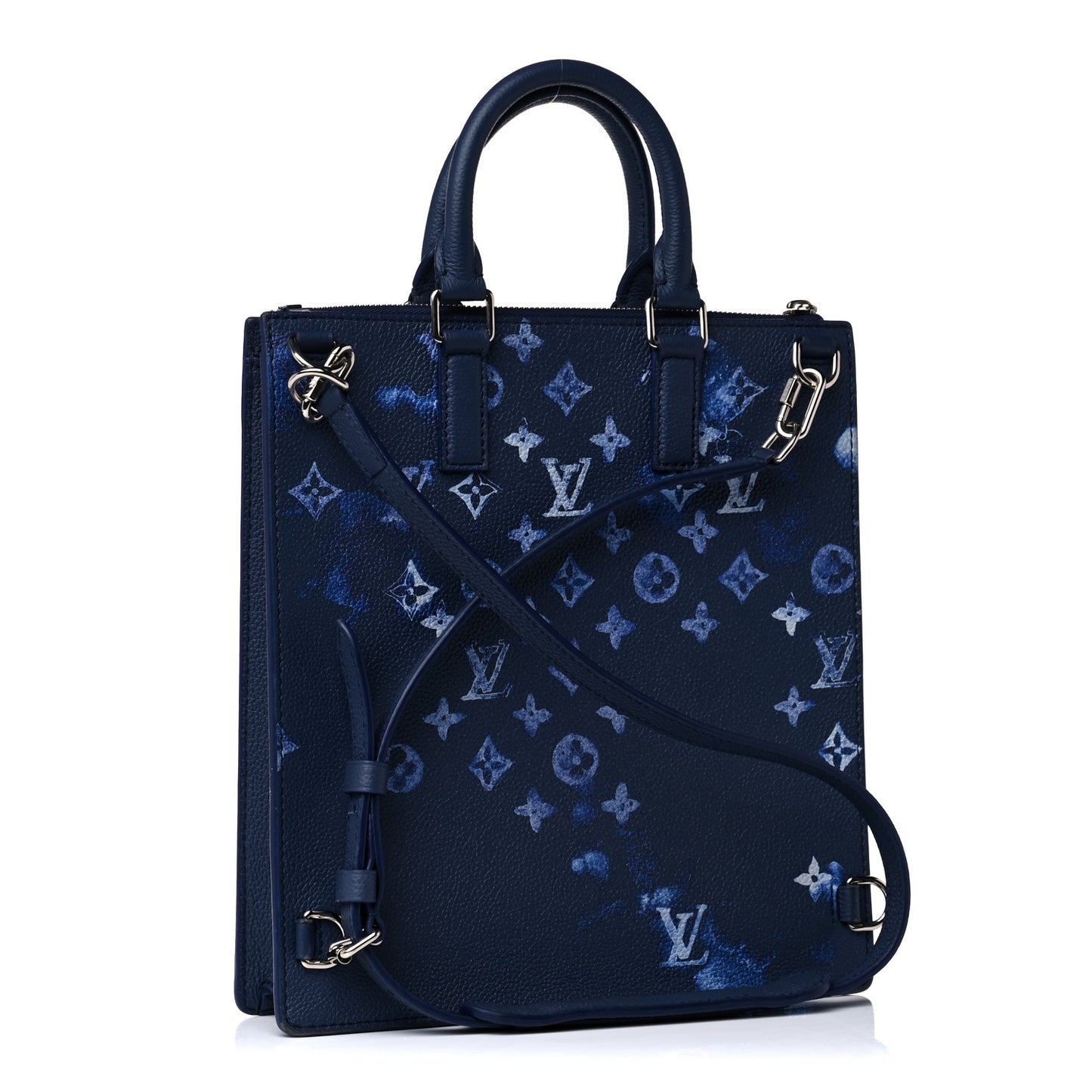Monogram Ink Watercolor Sac Plat Zippé Blue