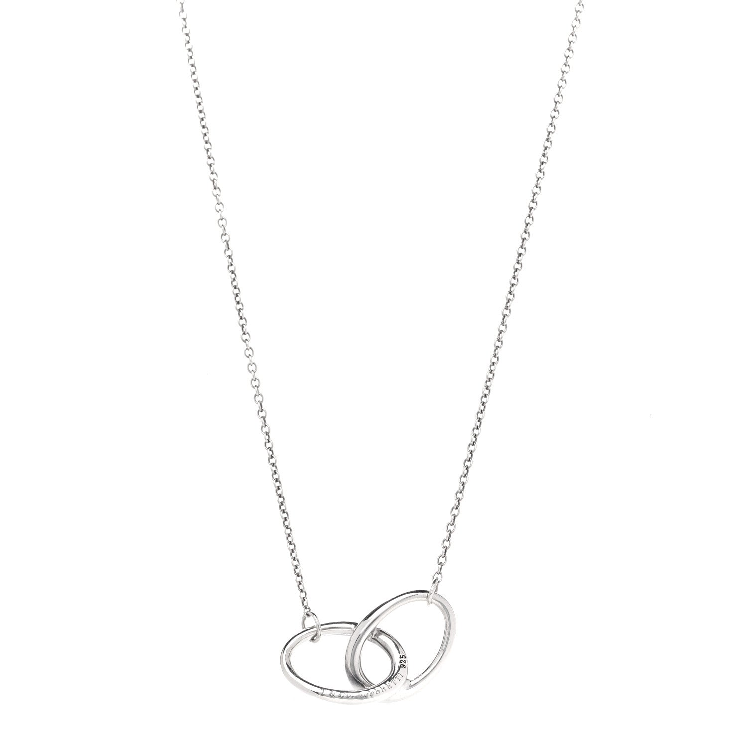 Tiffany Sterling Silver Elsa Peretti Interlocking Ovals Pendant Necklace 1 of 5