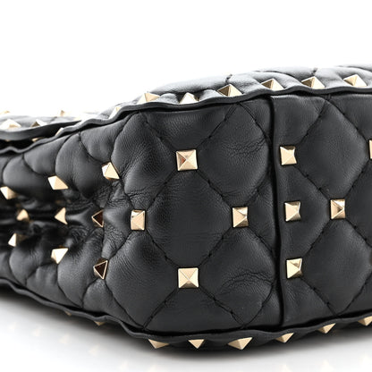 Valentino Garavani Lambskin VLTN Print Medium Rockstud Spike Shoulder Bag Black 8 of 10