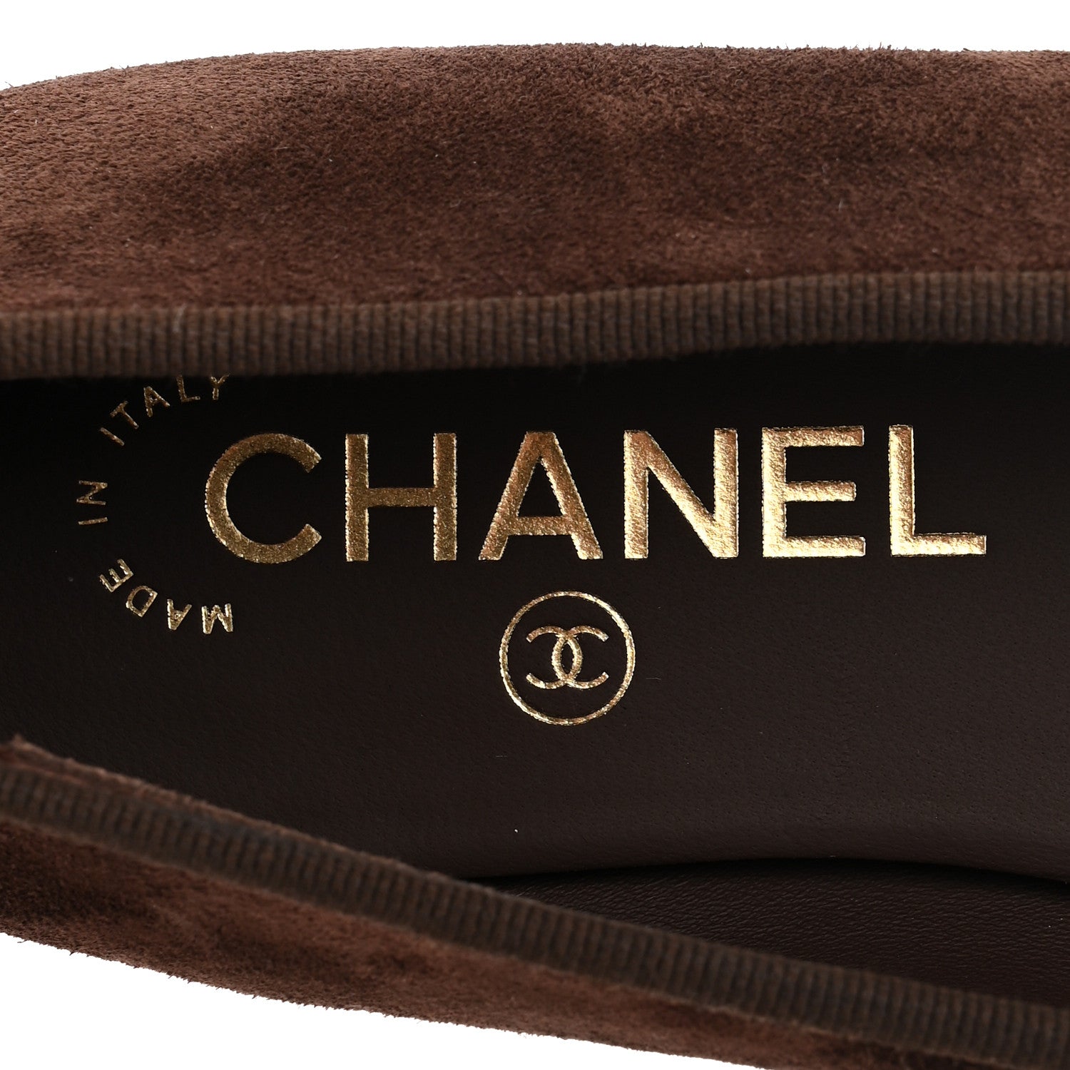 Chanel Suede Calfskin Cap Toe CC Ballerina Flats 37.5 Dark Brown Burgundy 8 of 10