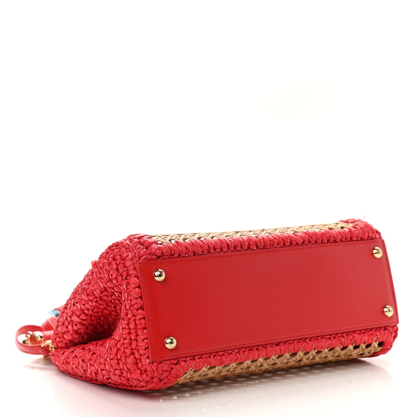 Woven Raffia Miss Sicily Satchel Red