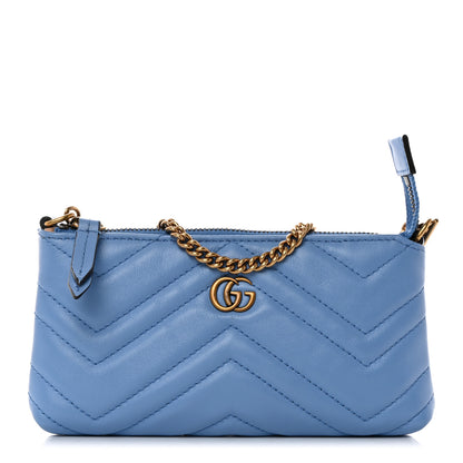Gucci Calfskin Matelasse Mini GG Marmont Chain Bag Clear Sky Blue 1 of 10