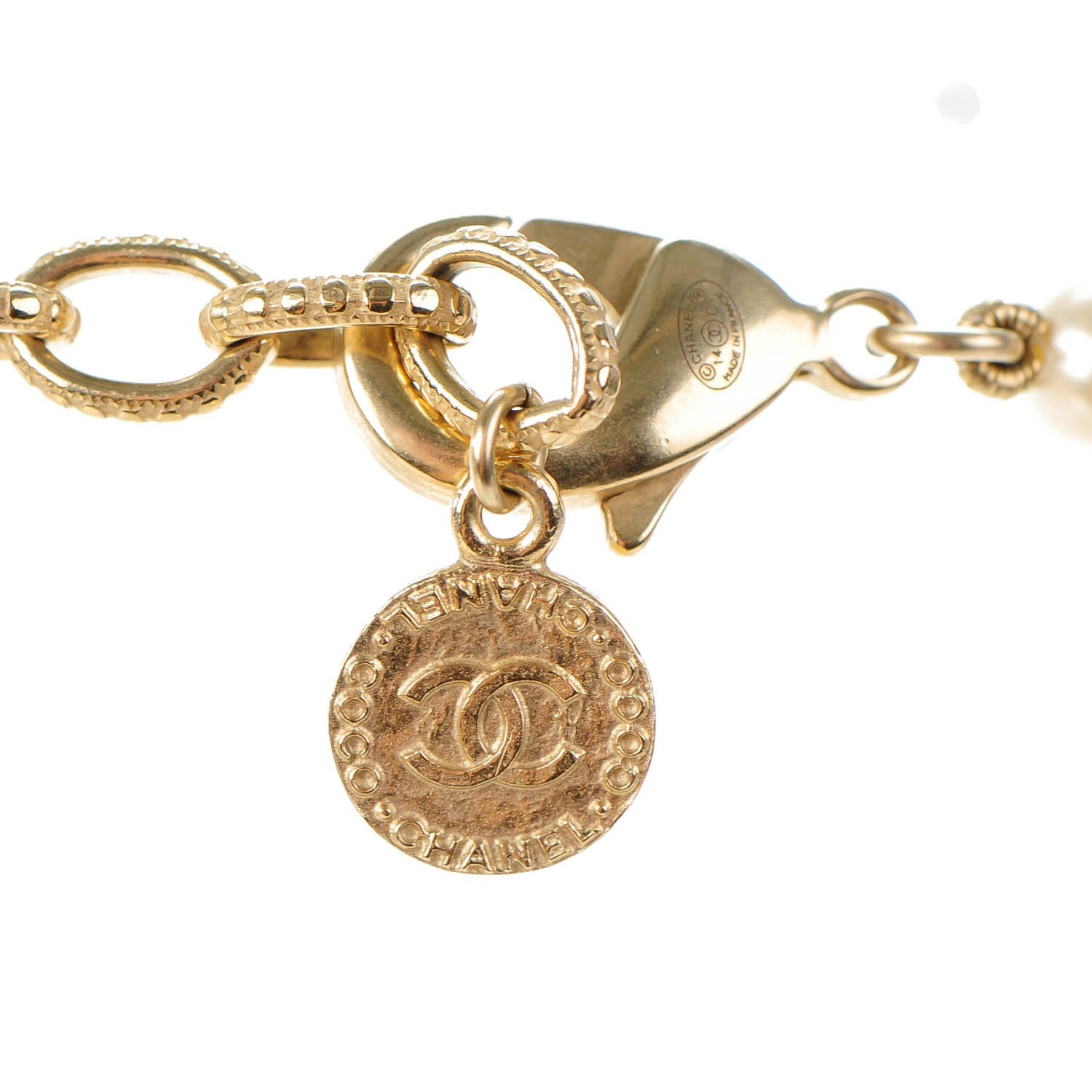 Chanel Graduated Pearl CC Long Necklace Gold 5 of 5