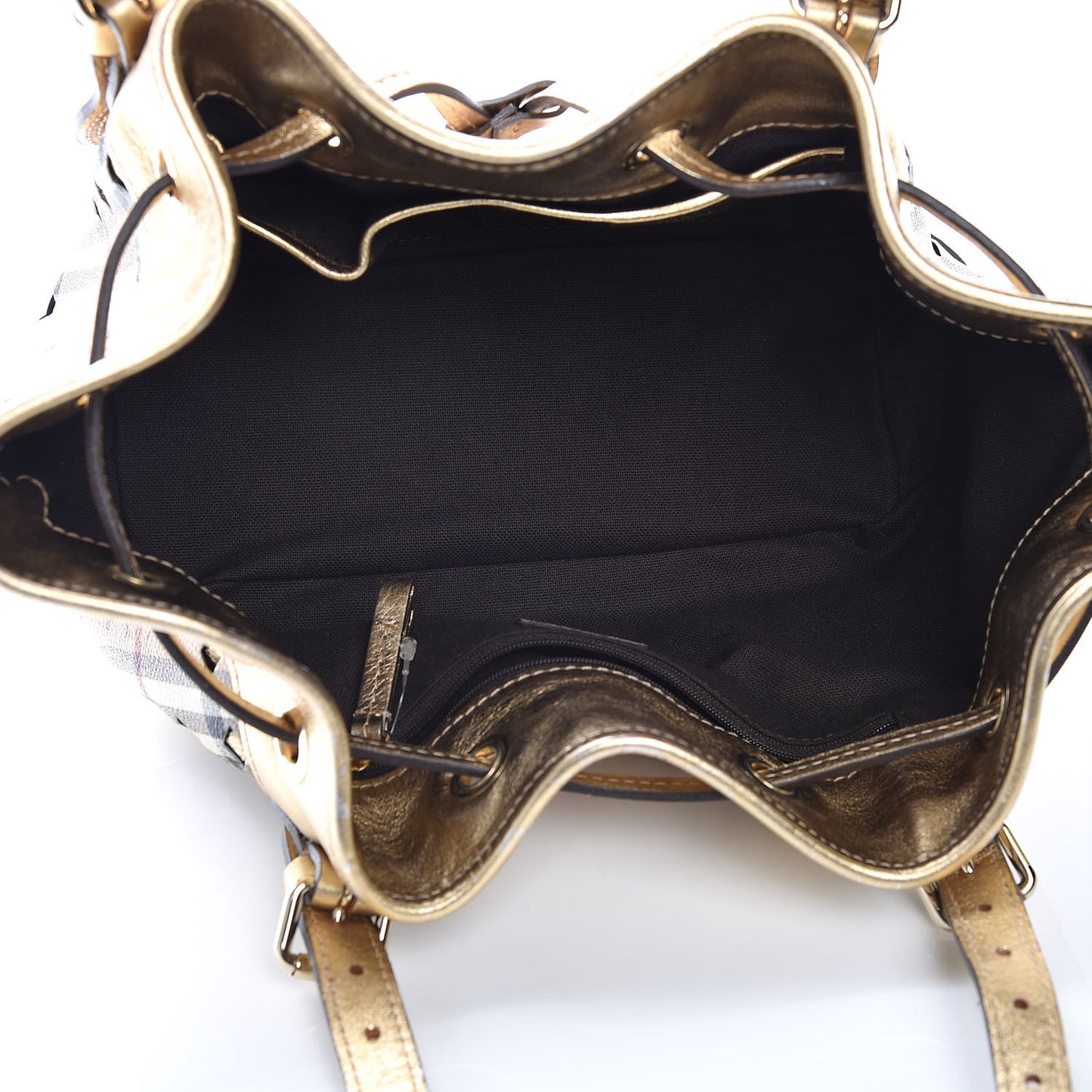 Haymarket Check Drawstring Claudia Bag Gold