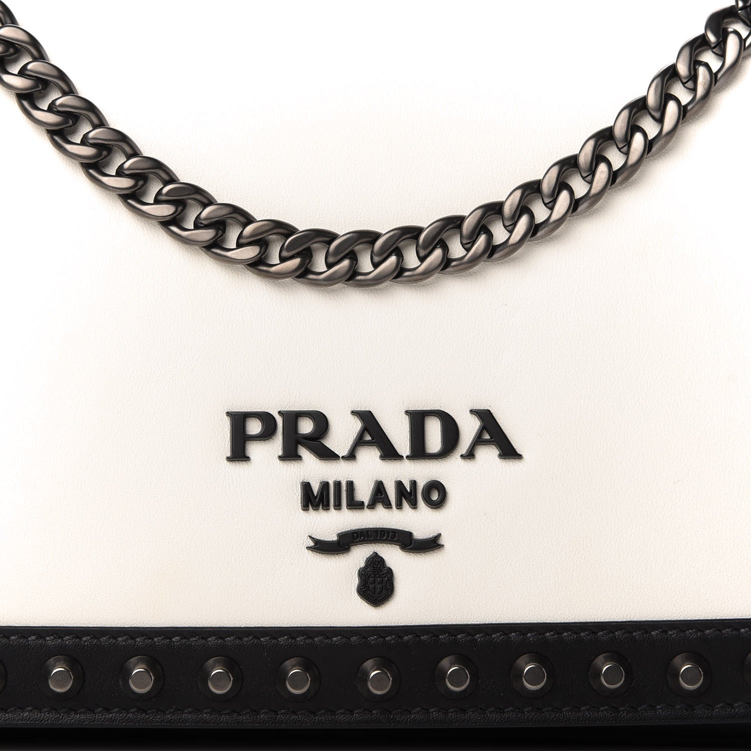 Prada Vitello Studded Crossbody White Black 10 of 10