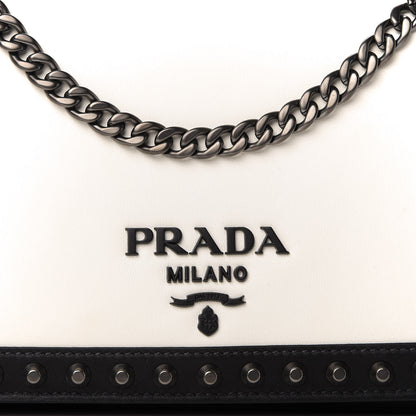 Prada Vitello Studded Crossbody White Black 10 of 10