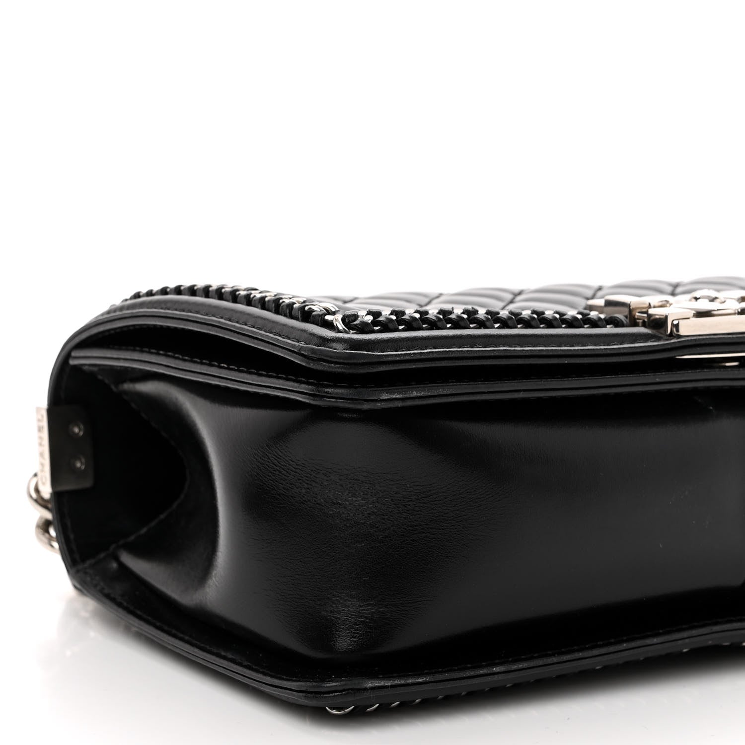 Chanel Glazed Calfskin Quilted Medium Chain Around Boy Flap Black 9 of 10
