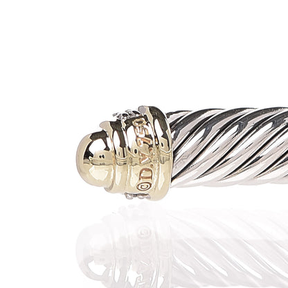 David Yurman Sterling Silver 18K Yellow Gold Diamond 5mm Cable Classics Bracelet 5 of 5