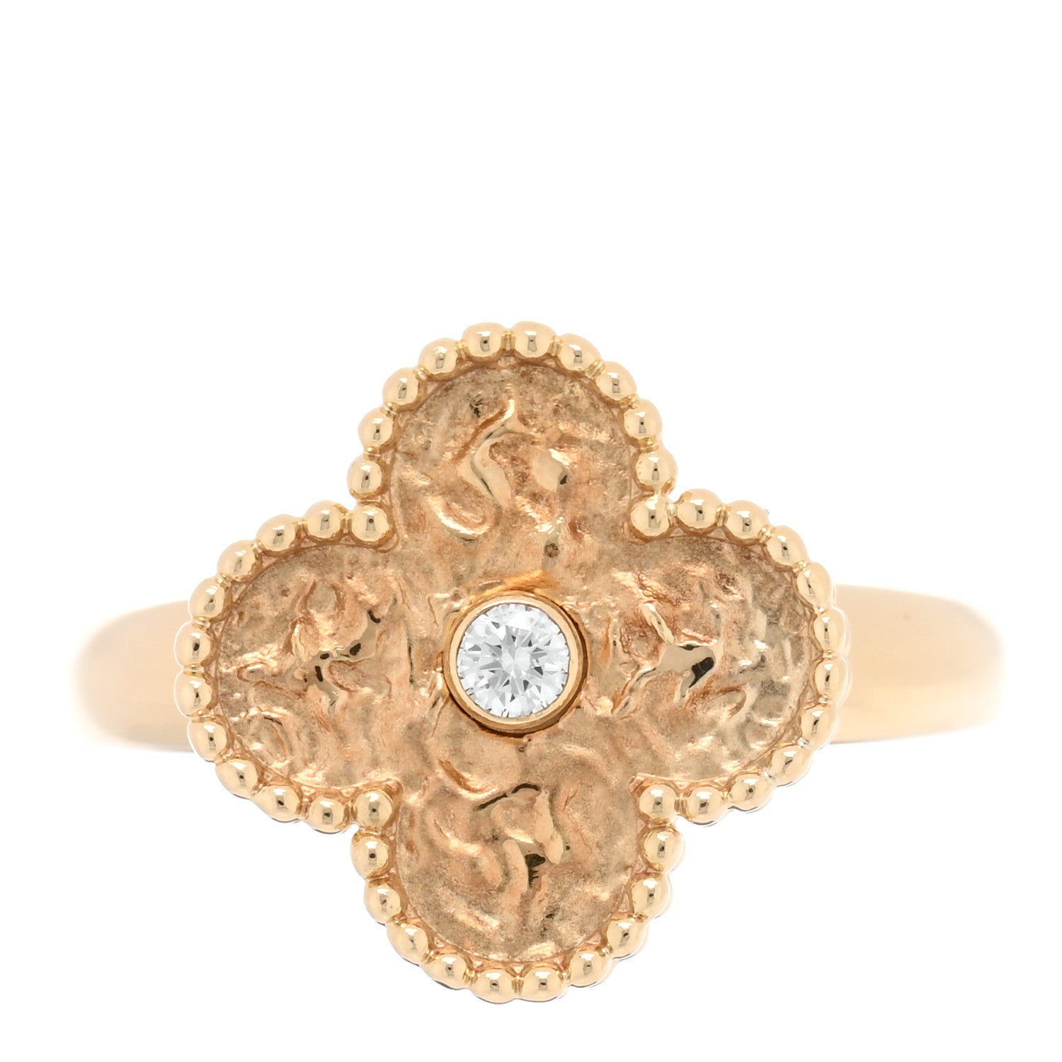Van Cleef & Arpels 18K Yellow Gold Diamond Vintage Alhambra Ring 1 of 5